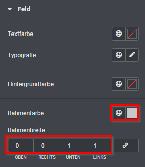 Elementor Form - Rahmen anpassen