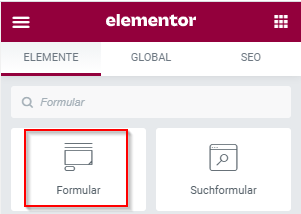 Elementor - Formular-Widget