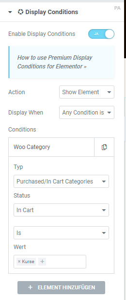 Premium Addons - Woocommerce Display Condition
